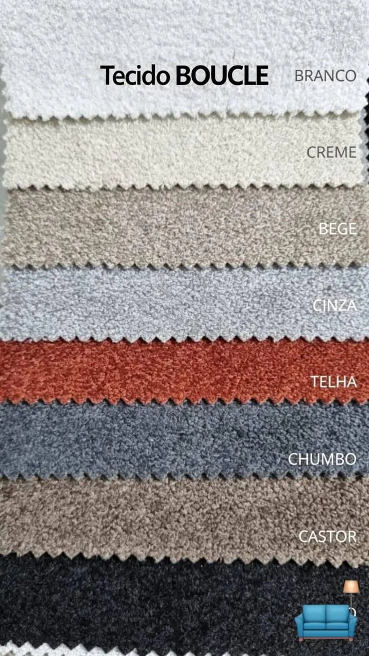 Amostras de tecido Boucle em várias cores