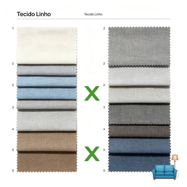 Amostras de tecido linho em várias cores