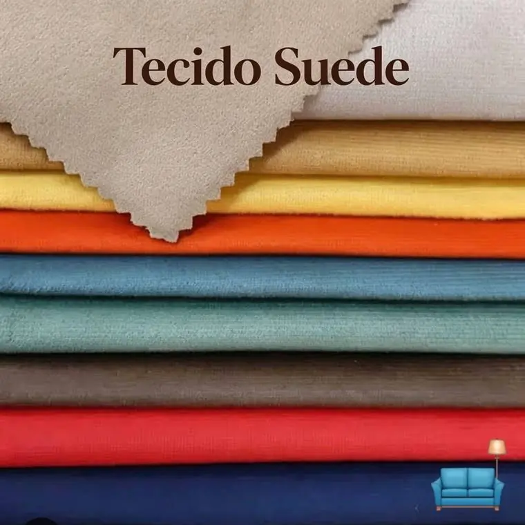 Amostras de tecido suede em várias cores